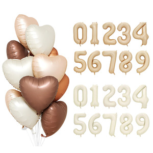 40寸奶油色 数字气球咖啡焦糖巧克力色铝膜生日派对装饰布置INS风