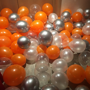 10寸橙色透明气球金属银色珠光白色纯白生日派对新年装饰布置汽球