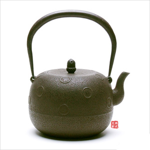 日本【现货】 南部铁器 枣形铁瓶 圆圈铁壶泡茶煮茶壶 高桥大益作