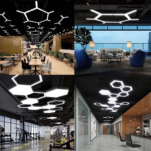 led吊灯创意人字形Y型六边形办公室健身房网咖商场造型灯六角灯具