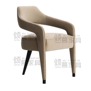 北欧现代轻奢实木布艺吧椅餐椅单人沙发椅三脚凳休闲椅洽谈椅定制