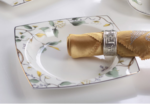 方形骨瓷盘家用唐山陶瓷餐具天缘盘个性创意大菜盘碟子牛排西餐盘