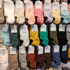 韩国ETNA进口春夏新款袜子女士糖果纯色防掉跟隐形袜硅胶薄棉船袜