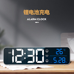 跨境充电LED挂钟电子数码音乐闹钟办公简约智能方形时钟wallclock