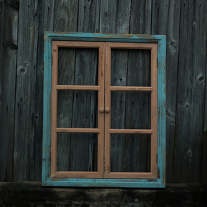 乡村做旧复古假窗户框装饰挂件实木仿真墙上壁挂装饰创意花园摄影