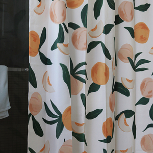 我家有个植物园优质环保布涤纶防水防霉原创品牌清新ins桃子浴帘