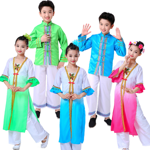 三月三儿童少数民族演出服京族男女越南民族表演服装奥黛舞蹈服