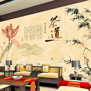 3d茶文化背景墙纸茶馆茶道墙纸茶叶店茶庄背景墙装饰壁画茶室壁纸