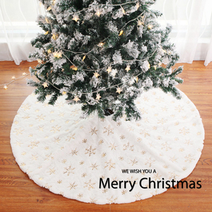 新品圣诞节庆装饰品冰晶雪花树裙创意新款90cm圣诞树围裙兔毛树裙