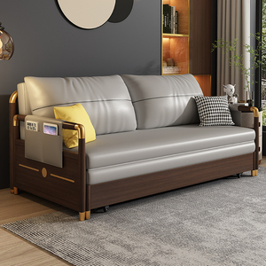 广东佛山家具厂家直销沙发床实木新中式客厅小户型多功能两用沙发