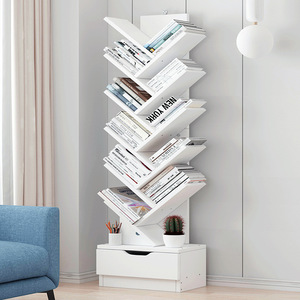 书架多层简易小书柜落地树形创意置物架学生桌面现代收纳架亿家达