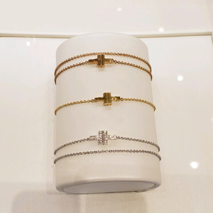 法国代购 Tiffany/蒂芙尼 双T手链 18K金镶钻 十字架 双链 手环女