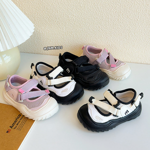 韩版儿童运动凉鞋夏季新款中大童框子鞋织带镂空男女童丑萌网鞋潮