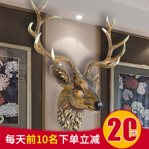 北欧风格仿真鹿头壁挂件树脂动物头客厅创意墙壁装饰美式复古