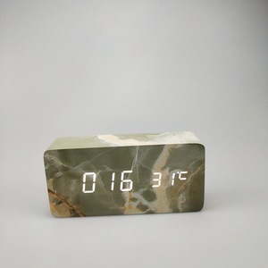 小米米家闹钟LED木质大理石头纹路木钟温度时钟创意数码钟声控电