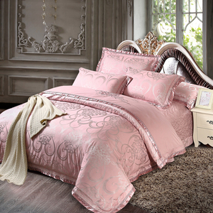 欧式提花贡缎床盖四件套夹棉床单被套双人加大床罩1.5 1.8 2m婚庆