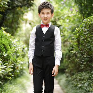 出租男童礼服花童马甲套装男孩钢琴演出服大童三件套韩版帅气西服