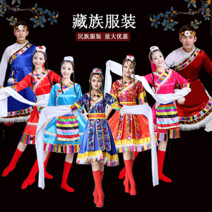 藏族舞蹈演出服装 女 成人水袖少数民族服饰舞台长短袖广场舞表演