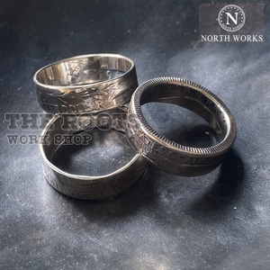 North Works 日本匠人手工美国摩根银币改造情侣 戒指