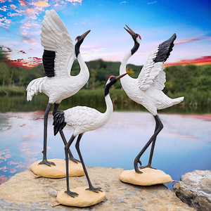 户外仙鹤摆件园林景观丹顶鹤模型水池布置造景仿真鹤雕塑庭院装饰