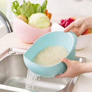 多功能厨房淘米器洗米筛塑料家用淘米盆沥水篮水果洗菜篮子大小号