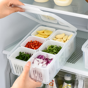 厨房葱姜蒜收纳盒冰箱冷冻分格备菜专用香菜葱花保鲜盒沥水配料盒