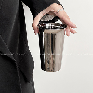 Qumin   银蹄白踏烟 创意个性ins风镭射敞口杯韩式金属感玻璃杯