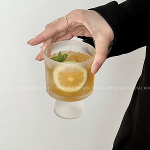 Qumin 韩式ins风个性独特磨砂质感玻璃甜筒杯雪糕杯高级感甜品杯