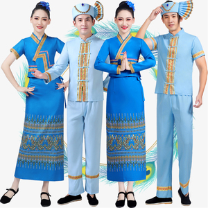 云南西双版纳傣族少数民族服装女成人男装葫芦丝泼水节旅游演出服