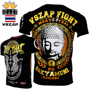 VSZAP泰拳MUAY THAI泰国格斗运动短袖T恤佛播求健身UFC老虎MMA男