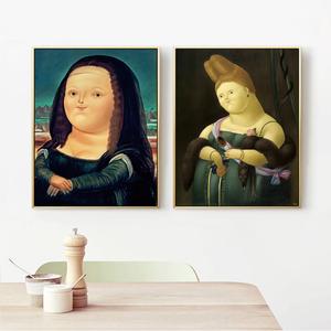 蒙娜丽莎Fernando Botero 波特罗装饰画卡通人物拉美客厅酒吧挂画