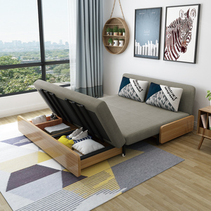 沙发床折叠两用多功能伸缩双人小户型适宜家用实木可拆洗布艺沙发