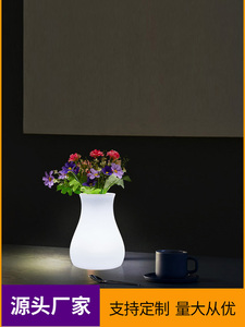 七彩LED花瓶灯插花装饰创意家居摆件葫芦滚塑发光花盆智能小夜灯