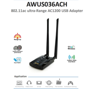 台湾製造 ALFA AWUS036ACH RTL8812AU 网卡 BT5 Kali Linux MAC