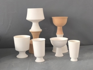 新款高脚杯，酒杯，茶杯高白泥陶泥素坯陶瓷半成品，DIY绘制