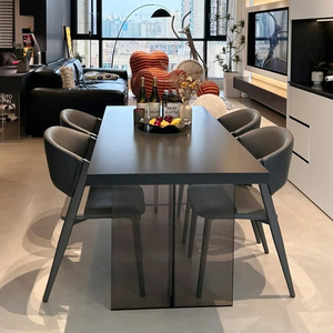 亚克力岩板餐桌现代简约轻奢小户型家用意式极简风黑色悬浮餐桌椅