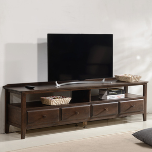 纯实木电视柜美式黑胡桃色客厅边柜橡木现代简约2米地柜厂家直销