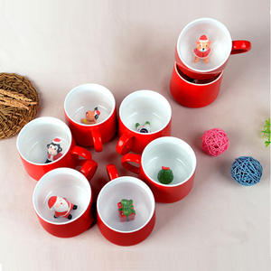 圣诞立体玩偶咖啡杯创意卡通礼品杯可爱动物萌物杯圣诞老人陶瓷杯