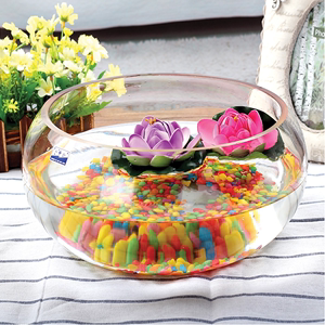玻璃小金鱼缸创意透明圆形乌龟缸迷你缸办公桌面水培造景中型花瓶