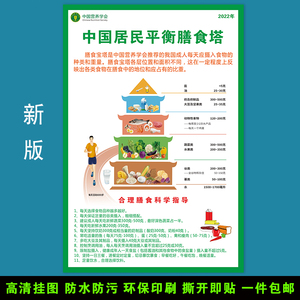 2022新版中国居民平衡膳食宝塔挂图墙贴画儿童备孕期平衡膳食贴纸