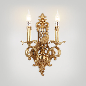 法式复古蜡烛全铜壁灯欧式别墅客厅卧室床头楼梯间走廊纯铜墙灯