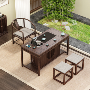 新中式茶桌阳台家用茶台实木客厅茶几小户型简约办公泡茶桌椅组合
