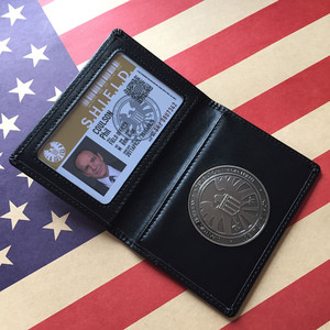 神盾局特工金属徽章真皮证件夹复仇者联盟卡包可装驾驶证ID卡定制