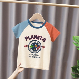 品牌外贸童装2024夏季新款 韩版儿童时尚卡通圆领纯棉短袖运动T恤