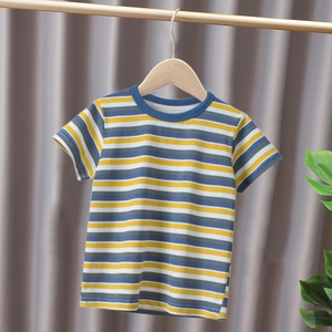 27KIDS韩版童装宝宝衣服 男童纯棉薄款短袖T恤条纹打底衫儿童服装