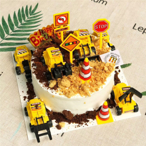 儿童生日蛋糕装饰摆件挖掘机挖土机压路车塑料勾机工程车男孩玩具