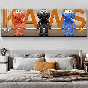 自粘墙贴纸贴画潮牌KAWS暴力熊装饰画卧室床头客厅沙发背景墙壁纸