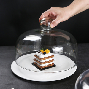 蛋糕玻璃盖透明防尘圆形点心罩亚克力甜品罩托盘面包水果保鲜盖子