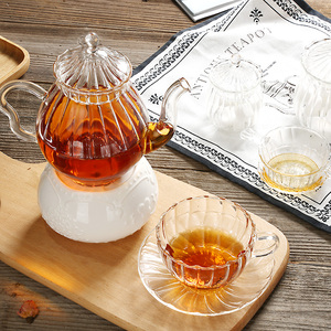 创意复古玻璃杯果汁杯内条纹咖啡杯透明玻璃咖啡杯茶壶可加热
