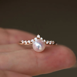 DIY珍珠配件 18K包金铜厚镀金公主皇冠款戒指指环可调节半成品女